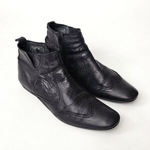 Maruti Black Genuine Leather Ankle Boots Zip Comfort Shoes Men US 10.5 Unisex